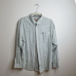 Ariat Wrinkle Free Men's Patterned Button-Up Shirt Sz LARGE